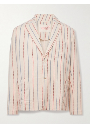 Kardo - Unstructured Striped Cotton-Canvas Suit Jacket - Men - Neutrals - S