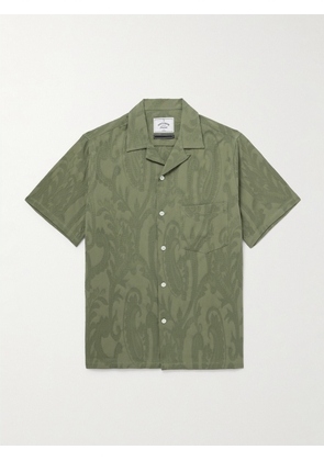 Portuguese Flannel - Convertible-Collar Paisley-Jacquard Cotton Shirt - Men - Green - XS