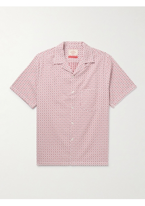 Portuguese Flannel - Tile Convertible-Collar Organic Cotton-Jacquard Shirt - Men - Red - XS