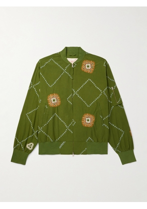 Kardo - Embroidered Printed Cotton Jacket - Men - Green - S