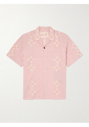 Kardo - Ayo Convertible-Collar Embroidered Cotton Shirt - Men - Pink - S