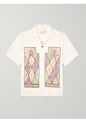 Kardo - Craft Ayo Convertible-Collar Embroidered Cotton Shirt - Men - Neutrals - S