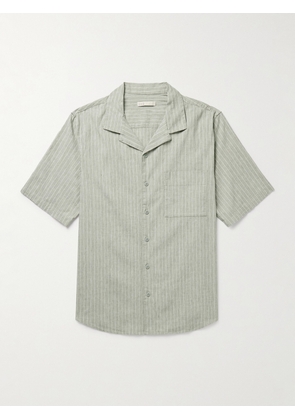 Onia - Vacation Camp-Collar Striped Linen-Blend Shirt - Men - Green - S