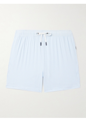 Onia - Charles Slim-Fit Short-Length Striped Seersucker Swim Shorts - Men - Blue - S