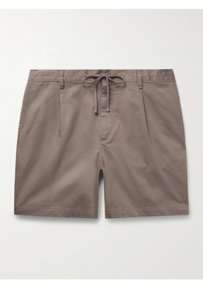 Onia - Slim-Fit Straight-Leg Pleated Garment-Dyed Stretch-Cotton Drawstring Shorts - Men - Brown - UK/US 31