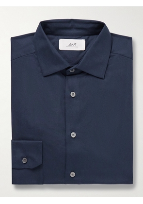 Mr P. - Cutaway-Collar Cotton-Twill Shirt - Men - Blue - XS