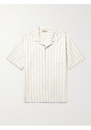 Onia - Vacation Convertible-Collar Striped Cotton and Linen-Blend Shirt - Men - White - S