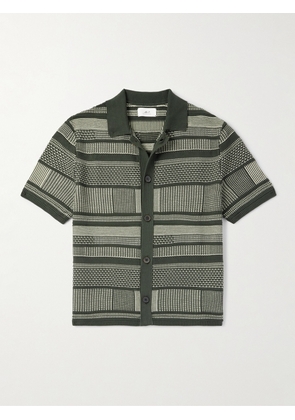 Mr P. - Striped Organic Cotton Shirt - Men - Green - XS
