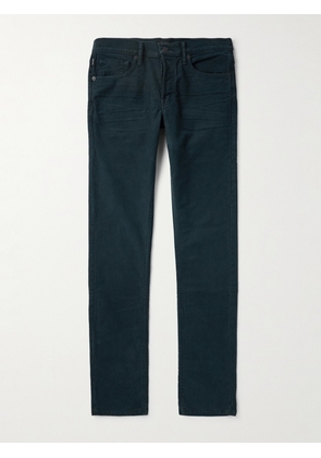 TOM FORD - Slim-Fit Cotton-Blend Moleskin Trousers - Men - Blue - UK/US 30