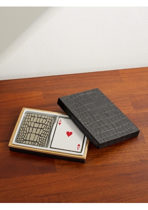 L'Objet - Croc-Effect Porcelain and Gold-Plated Playing Cards Set - Men - Black