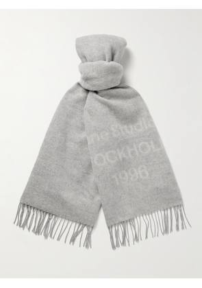 Acne Studios - Venus 1996 Logo-Print Fringed Wool Scarf - Men - Gray