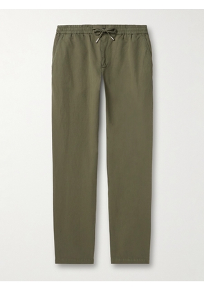 Mr P. - James Straight-Leg Cotton and Linen-Blend Twill Drawstring Trousers - Men - Green - 28