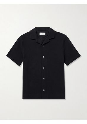 Mr P. - Camp-Collar Waffle-Knit Organic Cotton Shirt - Men - Black - XS