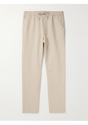 Mr P. - James Straight-Leg Cotton and Linen-Blend Twill Drawstring Trousers - Men - Neutrals - 28
