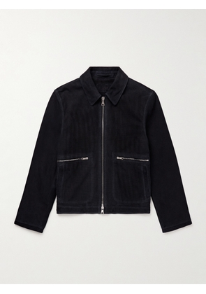 Mr P. - Golf Perforated Suede Blouson Jacket - Men - Blue - XS