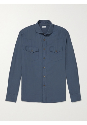 Brunello Cucinelli - Herringbone Cotton Shirt - Men - Blue - XS