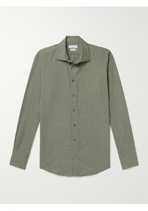 Richard James - Cotton and Cashmere-Blend Flannel Shirt - Men - Green - UK/US 15