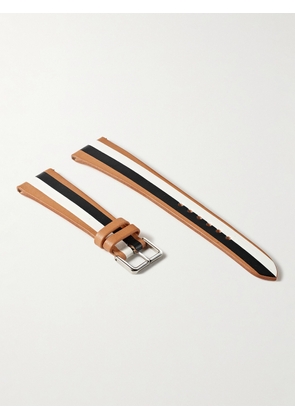 LA CALIFORNIENNE - B&W Striped Leather Watch Strap - Men - Brown - 22mm