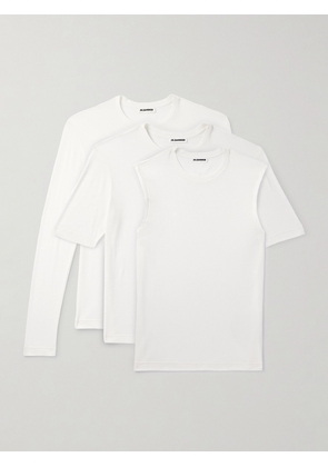 Jil Sander - Pack of Three Slim-Fit Logo-Embroidered Cotton-Jersey Tops - Men - White - S