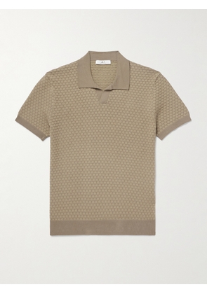 Mr P. - Honeycomb-Knit Cotton Polo Shirt - Men - Brown - XS