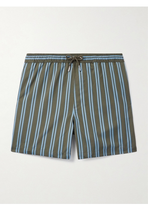 Mr P. - Straight-Leg Mid-Length Striped Swim Shorts - Men - Green - XS