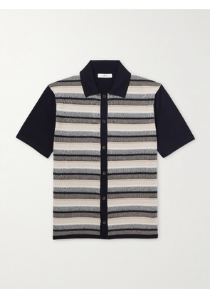 Mr P. - Jude Striped Merino Wool Shirt - Men - Black - XS