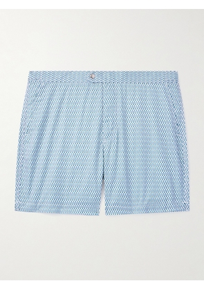 Mr P. - Straight-Leg Mid-Length Printed Swim Shorts - Men - Blue - XS