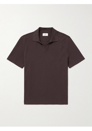 Mr P. - Jonny Open-Collar Pointelle-Knit Cotton Polo Shirt - Men - Brown - XS