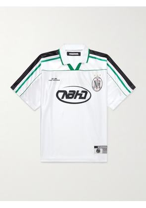 Neighborhood - Game Appliquéd Logo-Print Striped Satin Polo Shirt - Men - White - S