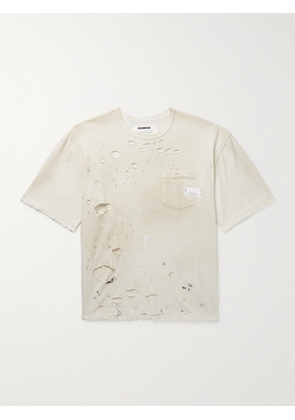 Neighborhood - Savage Distressed Paint-Splattered Cotton-Jersey T-Shirt - Men - White - S