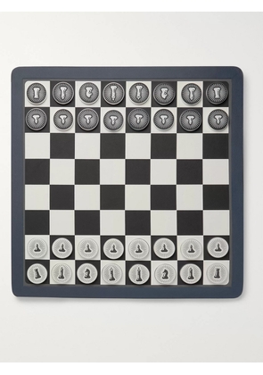 WILLIAM & SON - Reversible Leather Checkers and Chess Board - Men - Blue