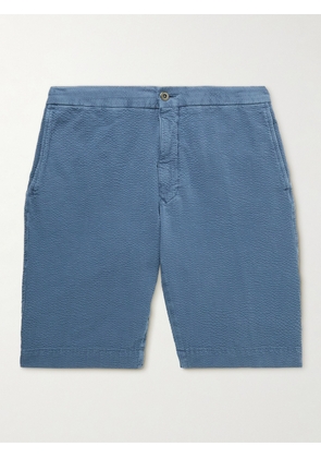 Slowear - Straight-Leg Cotton-Blend Seersucker Bermuda Shorts - Men - Blue - UK/US 28