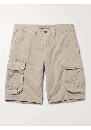 Slowear - Washed Cotton and Linen-Blend Cargo Shorts - Men - Neutrals - UK/US 30