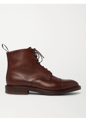 KINGSMAN - George Cleverley Cap-Toe Pebble-Grain Leather Boots - Men - Brown - US 6