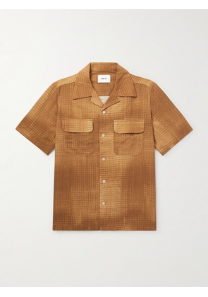 NN07 - Daniel Convertible-Collar Checked Linen and Organic Cotton-Blend Shirt - Men - Brown - S