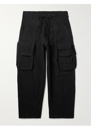 Story mfg. - Forager Straight-Leg Pleated Organic Cotton Drawstring Cargo Trousers - Men - Black - S