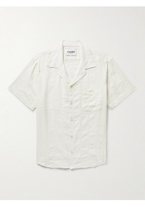 Corridor - Camp-Collar Striped Cotton-Blend Seersucker Shirt - Men - White - S