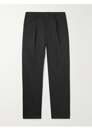 NN07 - Bill 1680 Tapered Cropped Pleated Organic Cotton-Blend Trousers - Men - Black - 28W 32L
