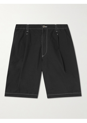 COTTLE - Zen Loan Tactac Wide-Leg Pleated Cotton Shorts - Men - Black - 2