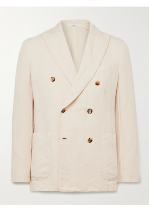 Boglioli - Double-Breasted Garment-Dyed Cotton and Linen-Blend Blazer - Men - Neutrals - IT 48