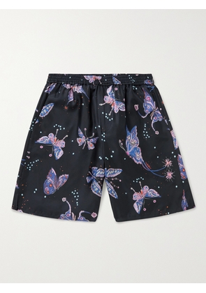 Valentino Garavani - Wide-Leg Printed Silk Shorts - Men - Blue - IT 46