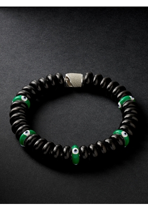 LAUREN RUBINSKI - Silver and Enamel Beaded Bracelet - Men - Black