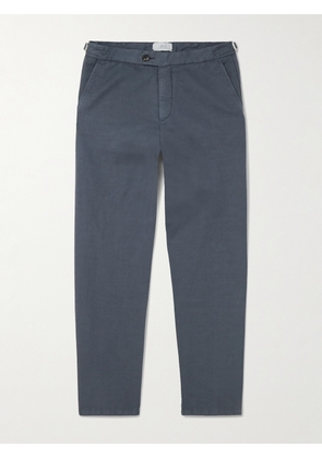 Mr P. - Mike Straight-Leg Organic Cotton and Linen-Blend Twill Trousers - Men - Blue - 28