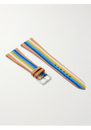 LA CALIFORNIENNE - Seabright Striped Leather Watch Strap - Men - Blue - 22mm