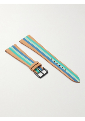 LA CALIFORNIENNE - Aquamarine Striped Leather Watch Strap - Men - Blue - 22mm