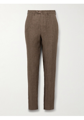 De Petrillo - Slim-Fit Linen Suit Trousers - Men - Brown - IT 46
