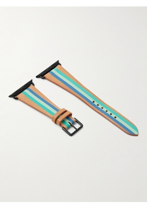 LA CALIFORNIENNE - Aquamarine Striped Leather Watch Strap - Men - Blue