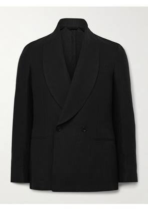 De Petrillo - Cantone Shawl-Collar Double-Breasted Linen Tuxedo Jacket - Men - Black - IT 46