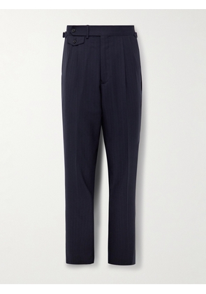 Dunhill - Straight-Leg Pleated Pinstriped Wool Suit Trousers - Men - Blue - IT 46