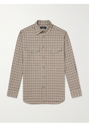 Dunhill - Checked Brushed Cotton and Cashmere-Blend Twill Shirt - Men - Brown - S